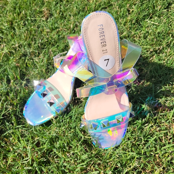 Forever 21 Strappy Prismatic Heels, Size 7 NWOT - Picture 9 of 11